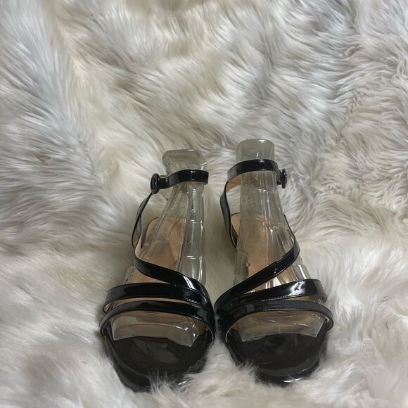 MODENCOCO Black Patent Dress Fashion Open Toe Ankle Strap Strappy Buckle SZ11 - Picture 5 of 12